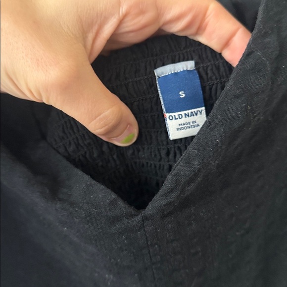 Old Navy Fit & Flare Black Midi Dress Seersucker Tie Back Small - Picture 5 of 7